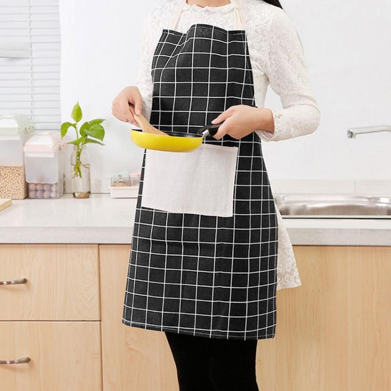 앞치마 공방앞치마 모던체크 린넨 블랙