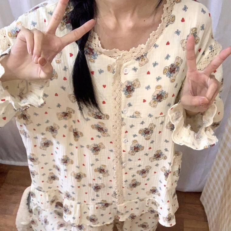 실내복여성 홈웨어 겨울잠옷 여성라운지웨어 귀여운 여성파자마 편한잠옷