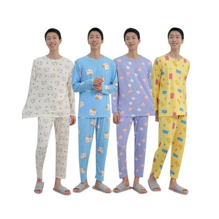 루미나D 남성 남녀공용 스판 잠옷 긴팔 상하세트 홈웨어