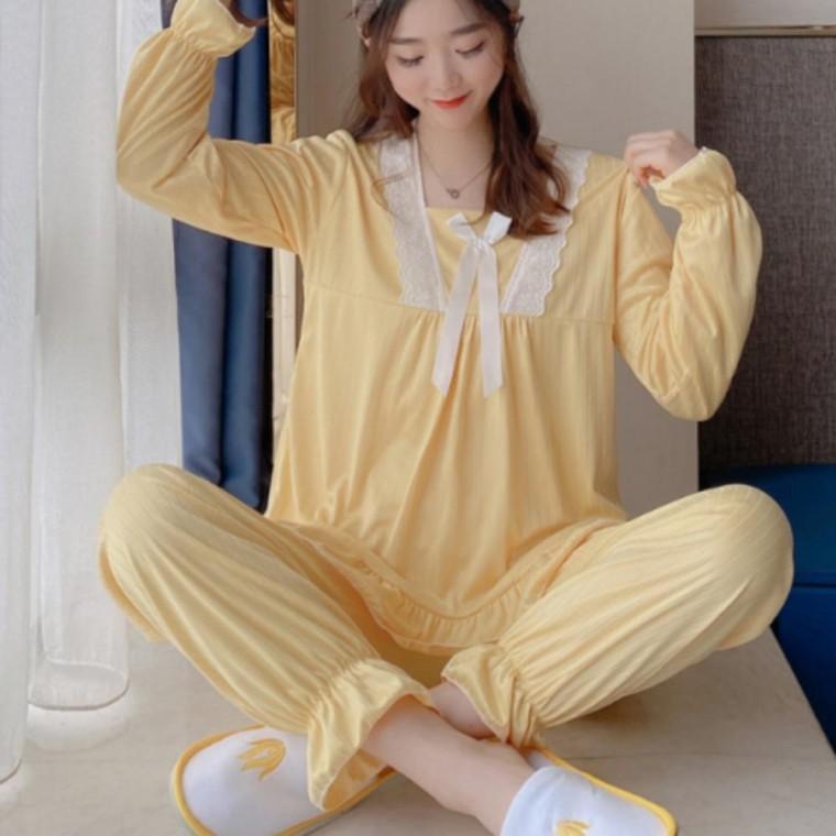 잠옷 여성 홈웨어 스퀘어 레이스 스퀘어넥 여자 파자마 데일리 편한 투피스 세트 [PP251G]