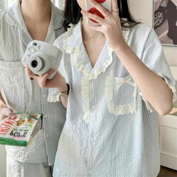 커플 잠옷 실내복여성 겨울 파자마 룩 남성 편한 데 여성 여성홈웨어