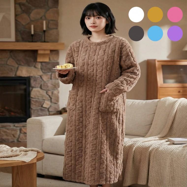 여성라운지웨어 여성홈웨어 잠옷 여성 겨울 세트 유니바운드 홈웨어 원피스