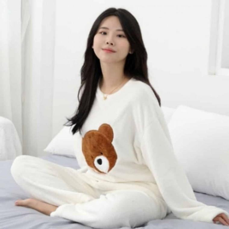편한 수면 세트 여성파자마 잠옷 실내복여성 겨울 극세사 여성라운지웨어