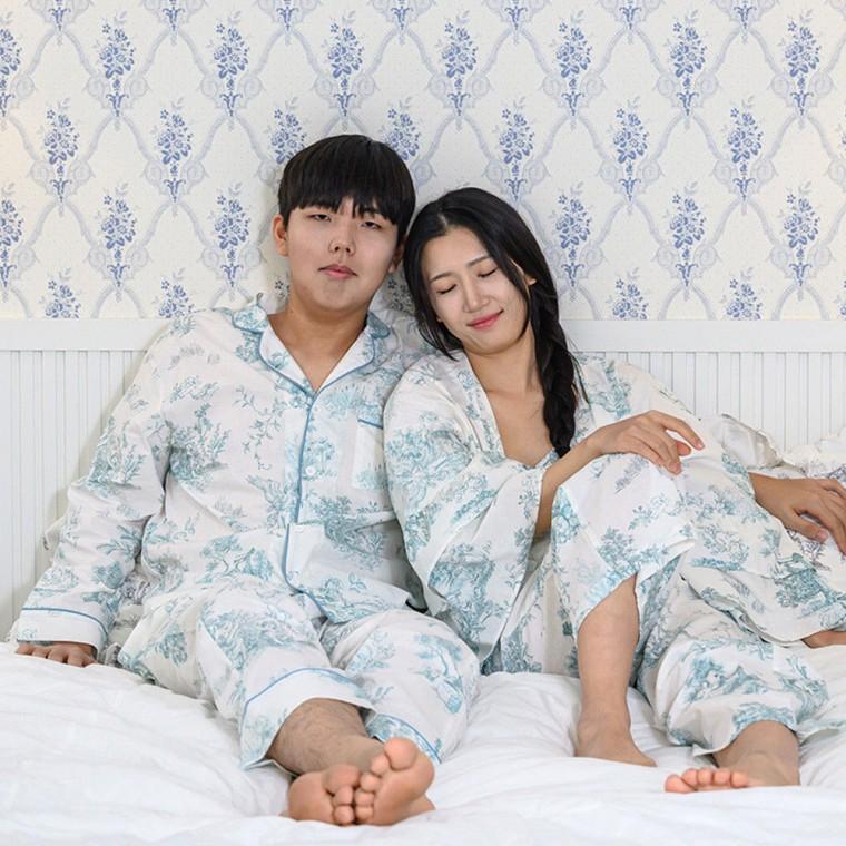 디오레 해피니 라운지웨어 용 홈웨어 잠옷세트 실내복 민트 파자마 L