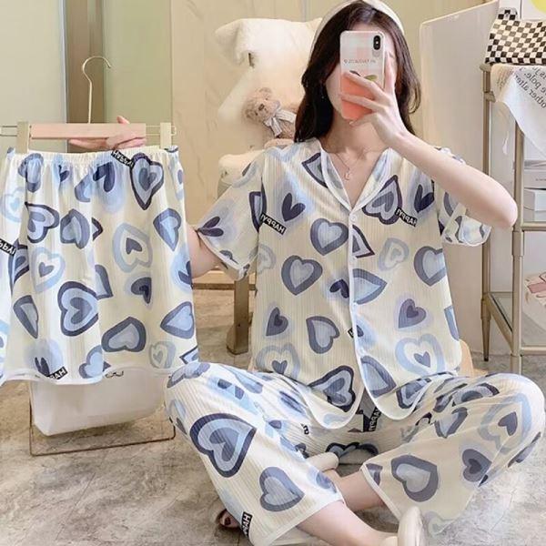 부드러운 여성파자마 세트 실내복여성 여성홈웨어 여성라운지웨어 겨울잠옷