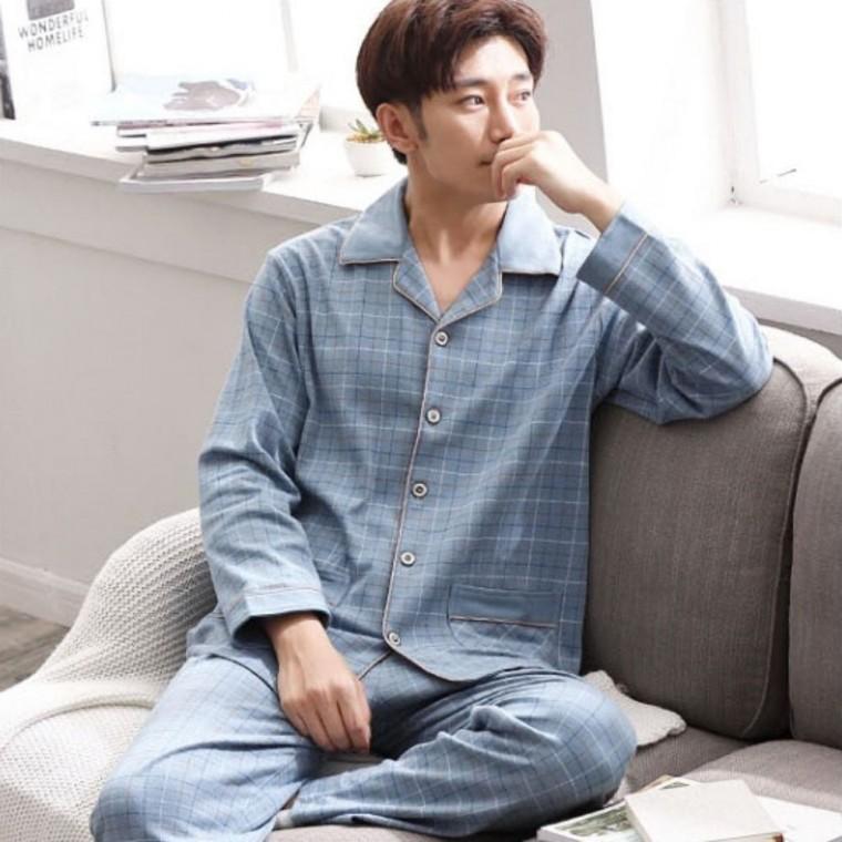 격자무늬 체크 셔츠 성인 홈웨어 남자잠옷 상하의세트