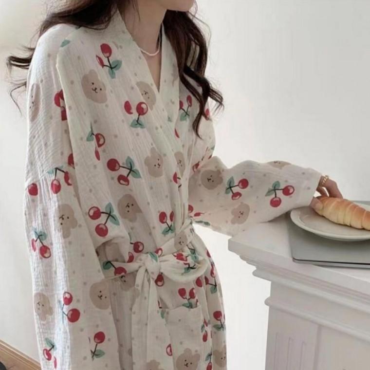 여성 홈웨어 가운 파자마 세트 부드러운 실내복 샤워 가운 스타일 잠옷 편안한 집콕룩 사계절 파자마