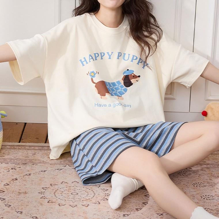 (해피도그) 여성 여름 홈웨어 세트잠옷 반팔 반바지 파자마