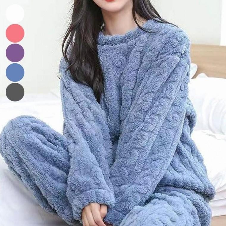 겨울 여자 잠옷바지 극세사 꽈배기 시보리 수면바지