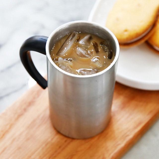 슬림이중컵250ml- 스텐물컵 손잡이캠핑컵 무광스텐컵 슬림컵 손잡이컵 이중내열컵 머그컵