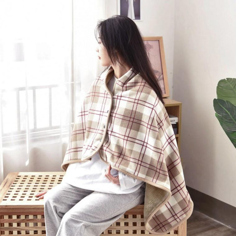 빅 블랭킷 똑딱이단추 망토 (+) (100x140cm) 브라운+레드
