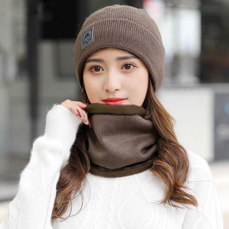 니트 비니 워머 여성 겨울 보온 모자 머플러 세트 방한모자 털모자 목도리 여자 스키장