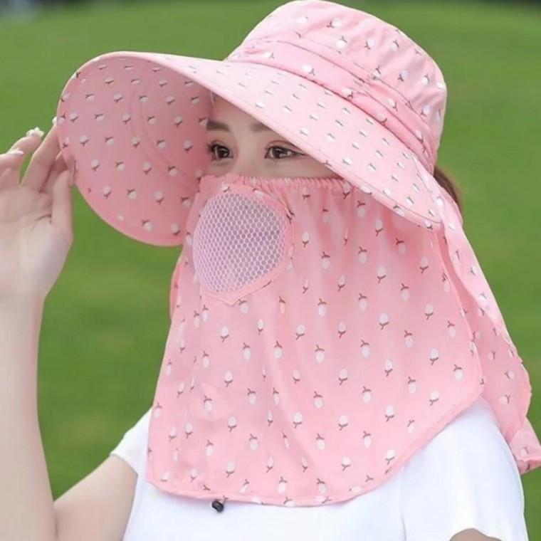 창넓은 자외선차단 학생 농사 햇빛가리개 모자 꽃무늬