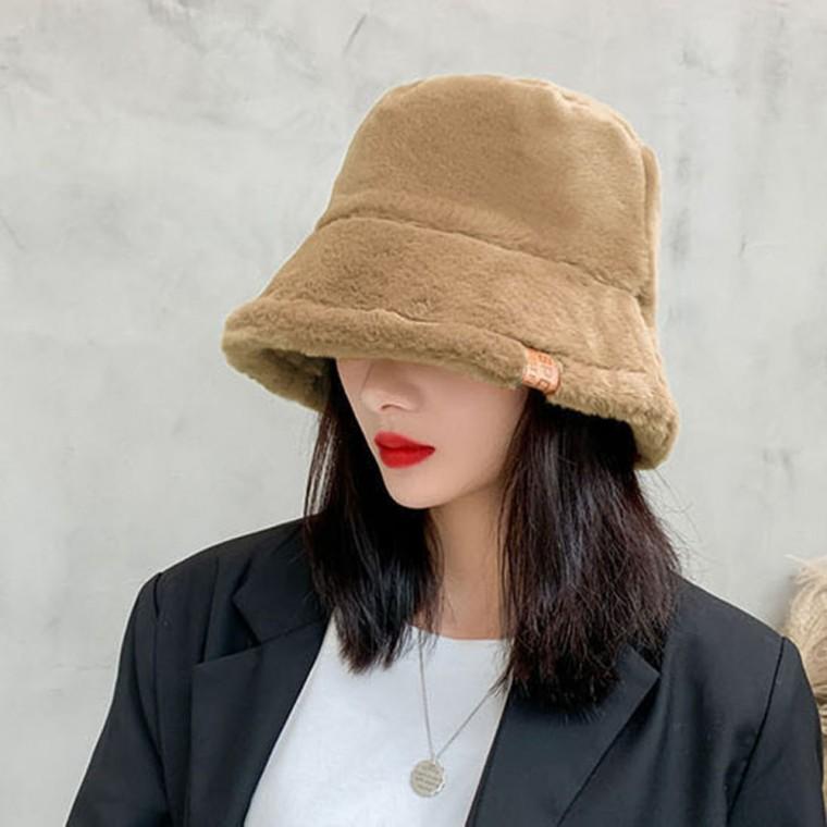 부드러운 여자 인조퍼 모자 외출 캐주얼 벙거지