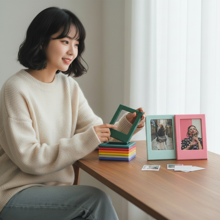 마그네틱 미니 사진 액자 10개입 자석형 포토카드 앨범 꾸미기 프레임