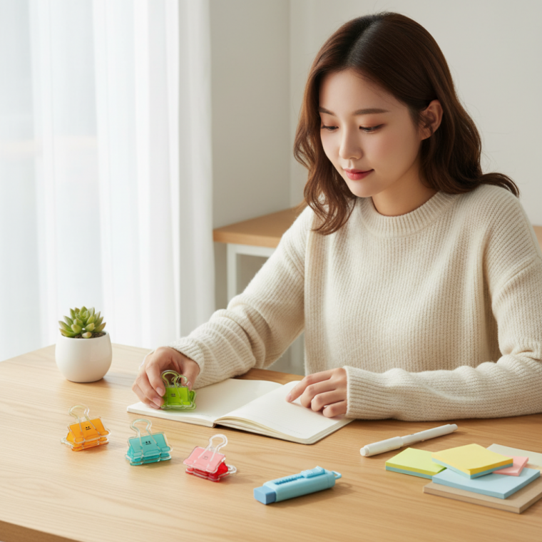 귀여운 캐릭터 미니 집게 4개입 다이어리 꾸미기 사무용 문구 클립