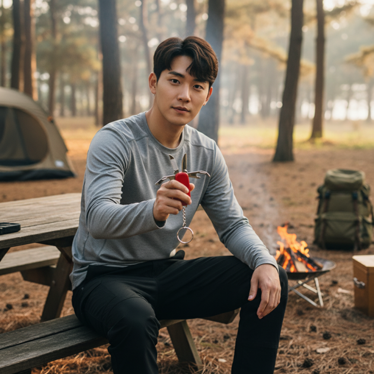 4종 미니 멀티툴 접이식 캠핑용 다용도 키링 스테인레스 휴대용 공구