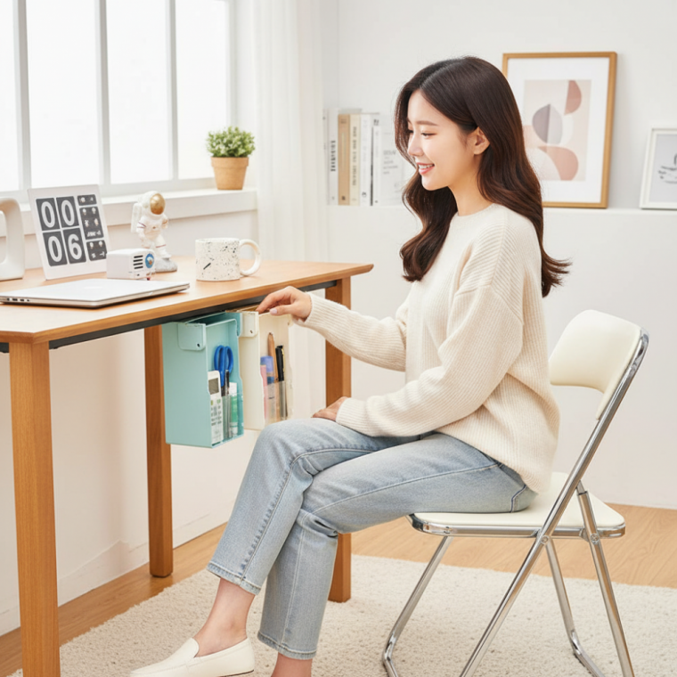 책상 하단 부착형 슬라이드 서랍 미니 수납함 다용도 정리함