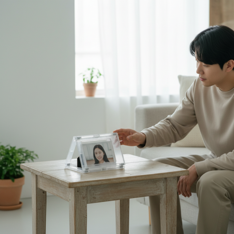 인테리어 마그네틱 미니 사진 액자 양면 투명 하드 프레임 1개