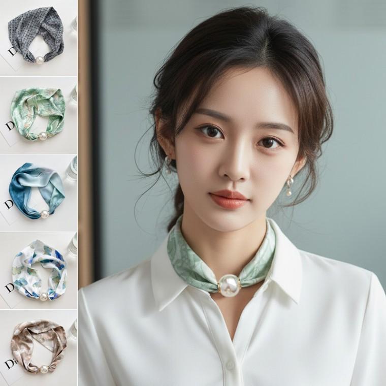 미니 화사 고급스런 목걸이스카프 동글진주 마그네틱