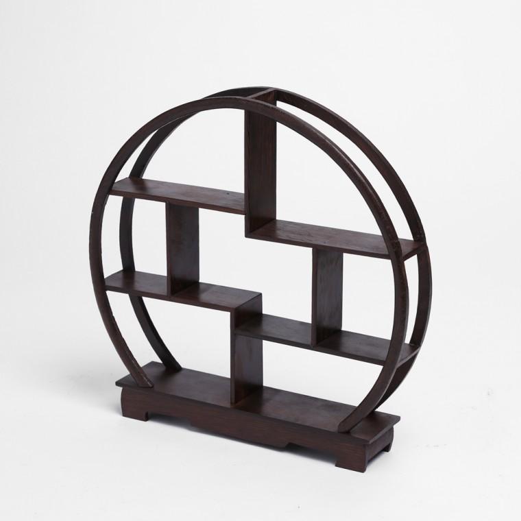 원형 찻잔 다관 장식장원목 미니선반