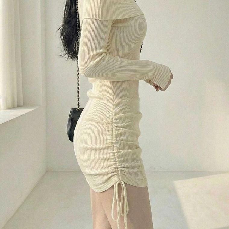 골지 오프숄더 미니 원피스 DA-1006423
