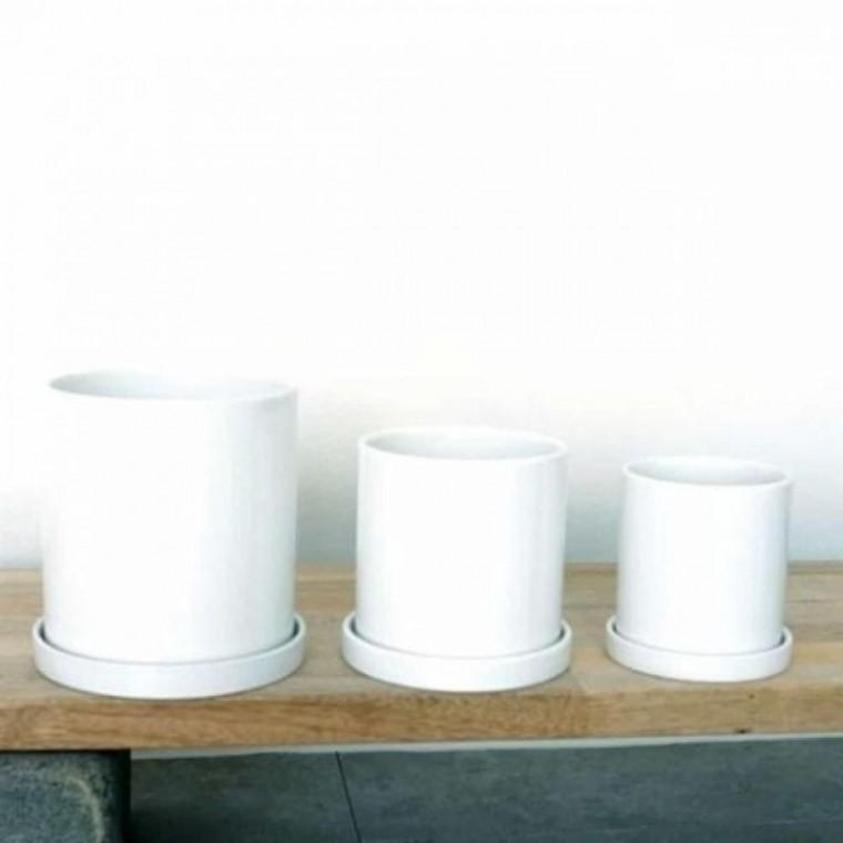 원통 흰색 봄꽃화분 13x13cm 미니화분