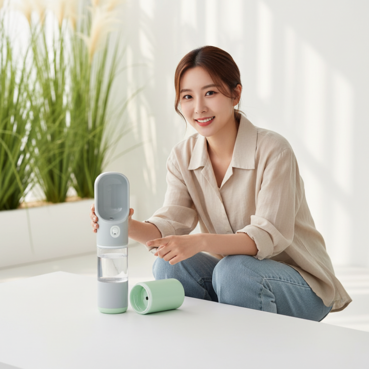 강아지 산책용 급수기 간식 케이스 휴대용 반려동물 급수 보틀 분리형 물통