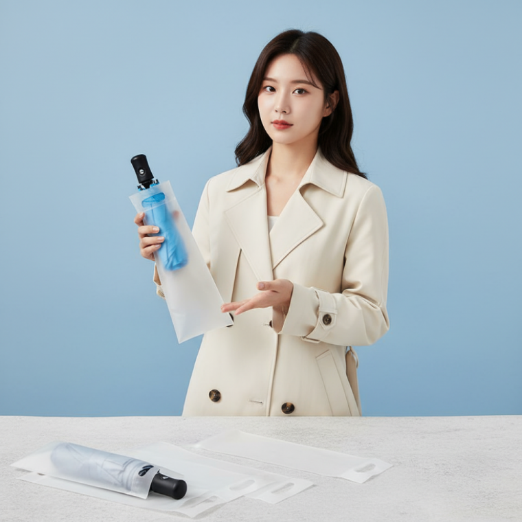 휴대용 우산 보관 파우치 10P 반투명 지퍼백 젖은 커버 방수 케이스