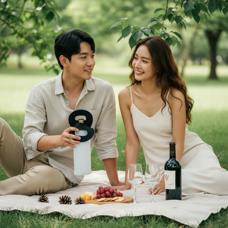와인 네오프렌 보냉 파우치 휴대용 칠링백 캠핑 피크닉 가방