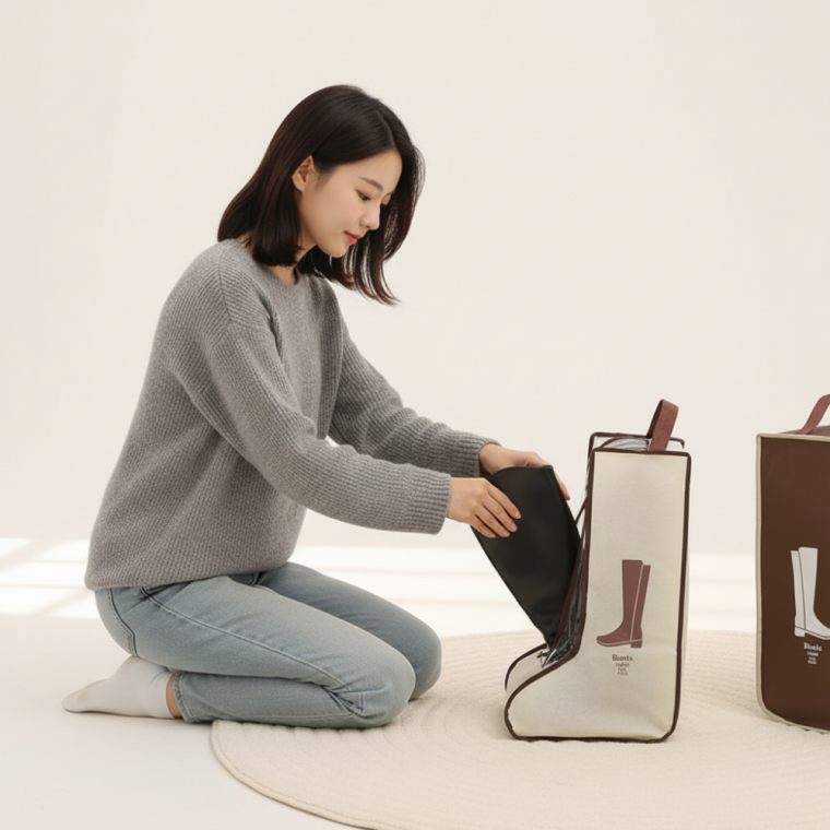 롱부츠 형태 유지 거치대 신발장 정리함 방수 파우치 1개 브라운 베이지 택일