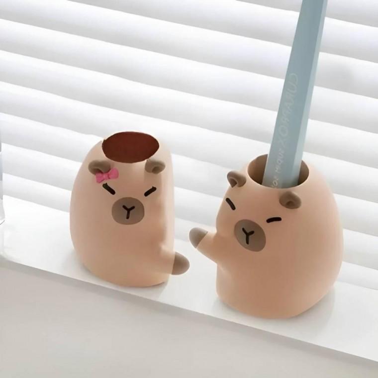 커플 카피바라 칫솔 꽂이 거치대 치솔 연필 펜 볼펜 브러쉬 통 홀더 걸이 욕실 용품