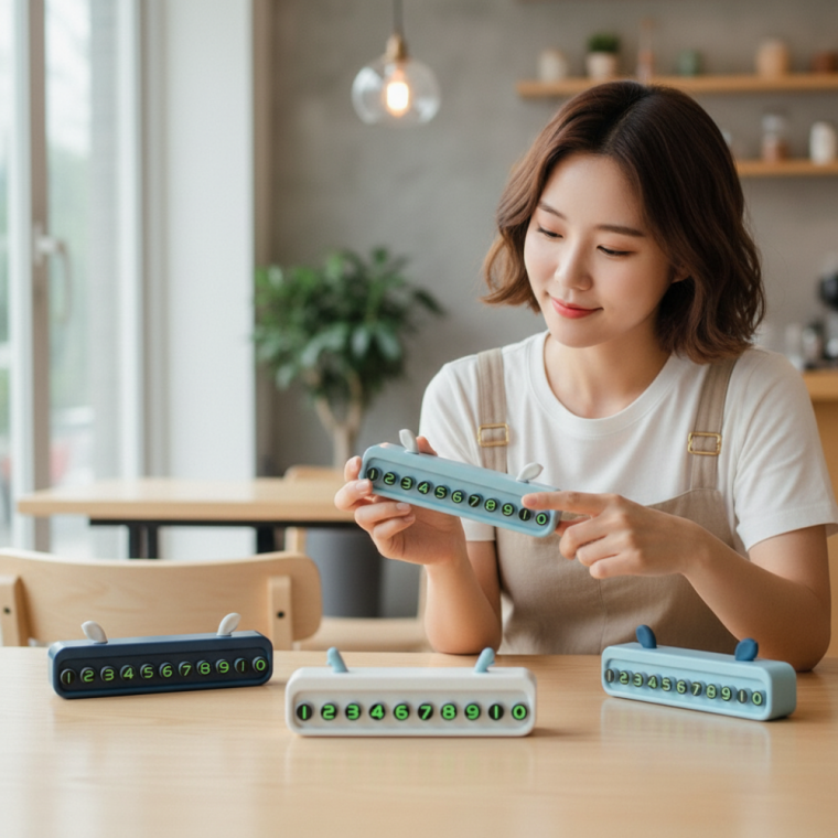 귀여운 동물 캐릭터 차량용 주차번호판 번호 조립식 알림판 거치대