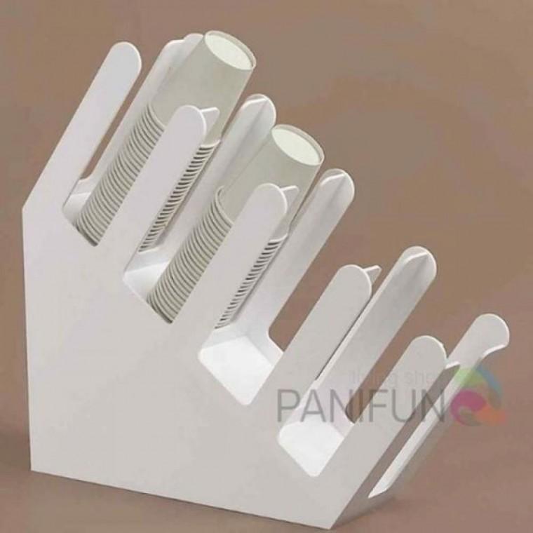 까페용품 4구 종이컵정리함 테이크아웃컵디스펜서 카페종이컵거치대 사선 화이트 커피용품 컵디스펜서