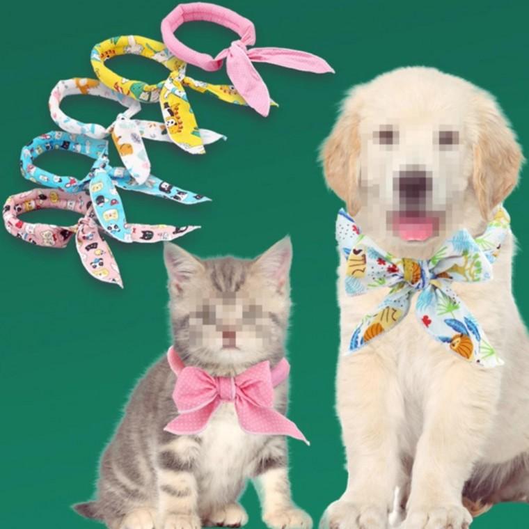 5색 1개 강아지 고양이 쿨 스카프 쿨링 냉감 아이스 목에 두르는 냉매 여름 반려동물