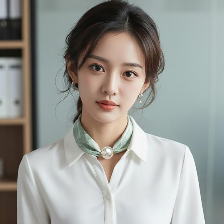 여성 쁘띠 예쁜 패션 간편 착용 마그네틱 진주 포인트 목걸이 스카프