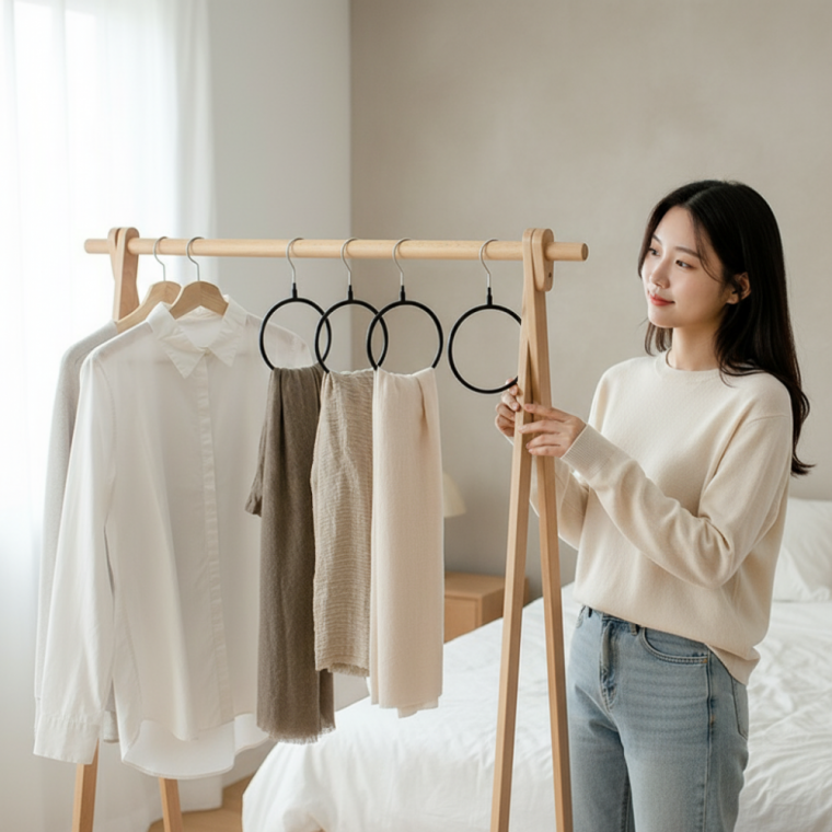다용도 링 옷걸이 가방 벨트 넥타이 스카프 머플러 수납 정리대 행거