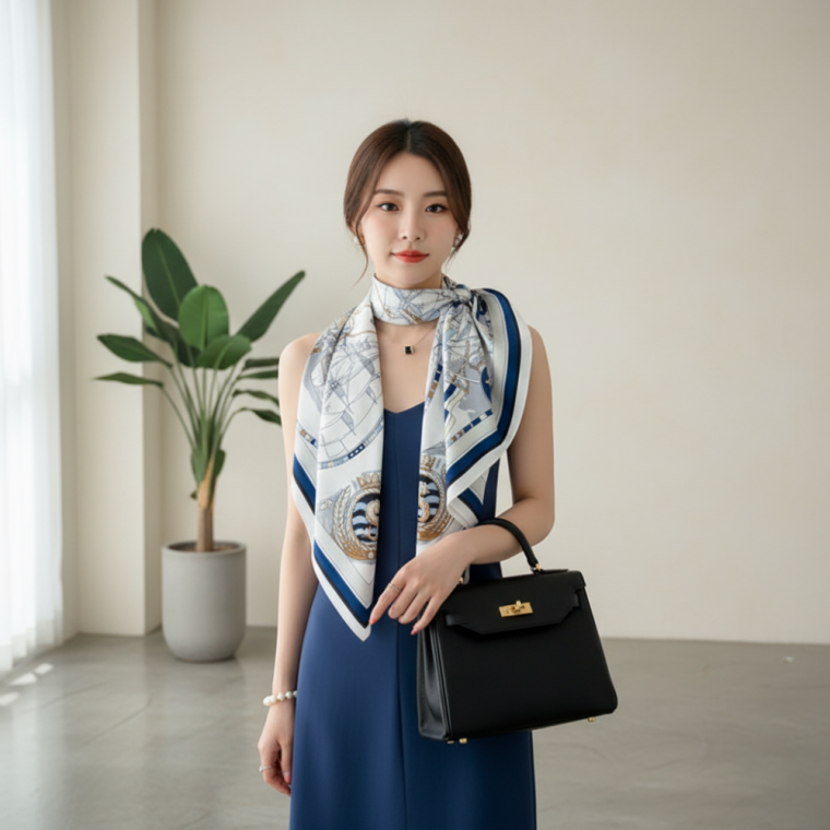 스카프 가방 손잡이 감기 리본 헤어 타이 70X70cm