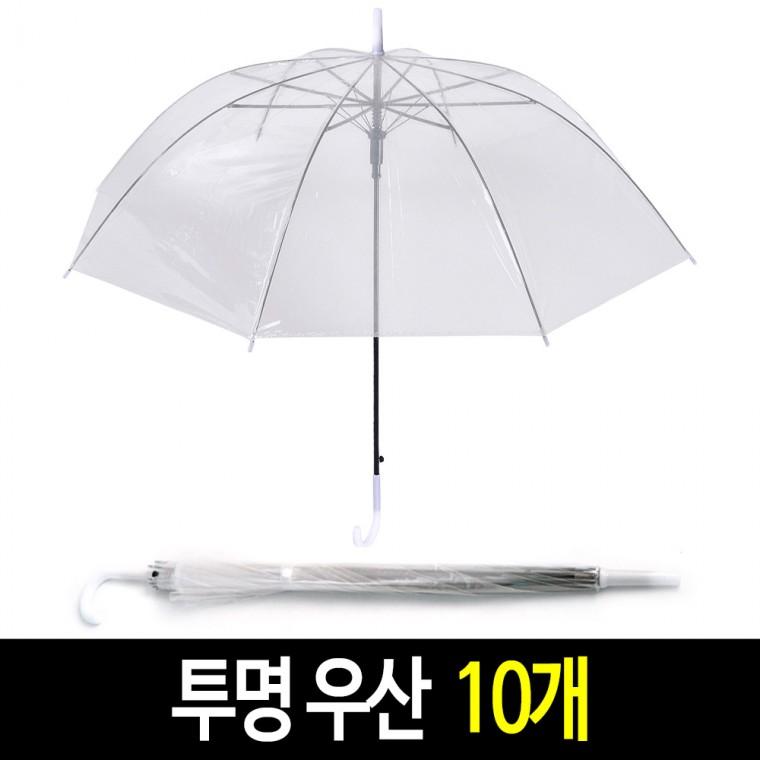투명 우산 (10개) 비닐 자동 우산 일회용 장우산 그리기 작품 우산