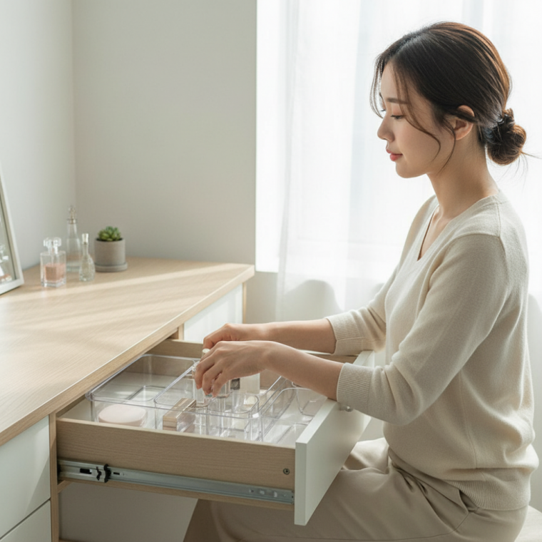 투명 아크릴 서랍 정리함 M 모듈형 수납 트레이 화장대 데스크 소품 분류함