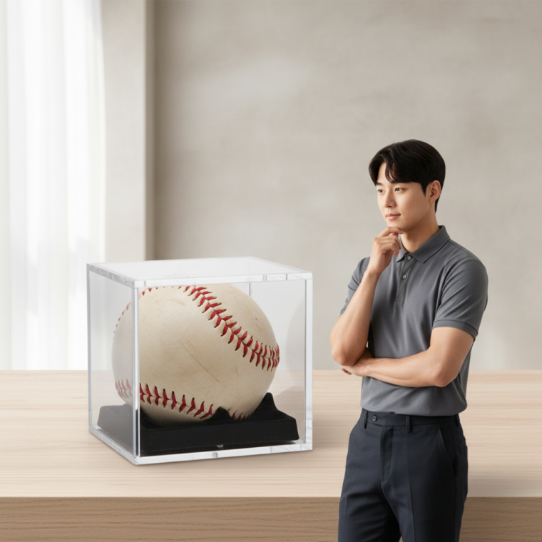 투명 아크릴 야구공 사인볼 보관함 골프공 진열대 장식 케이스 8cm