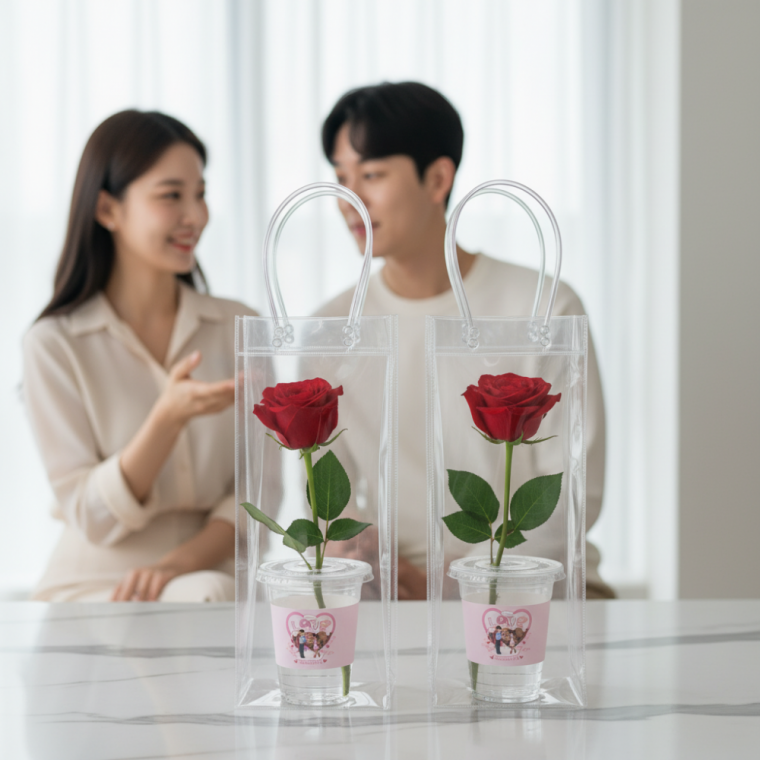 투명 PVC 와인 칠링백 아이스버킷 보냉 쿨러 35cm 색상