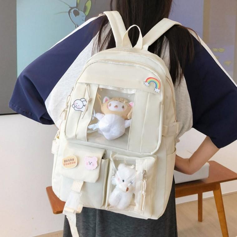 학생 스쿨백 대용량 가방 투명창 캐주얼 백팩