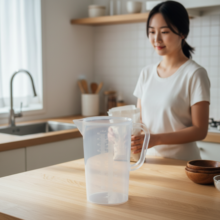 V자 입구 눈금 계량컵 베이킹 요리 계량용기 1000ml 대용량 투명 주방컵