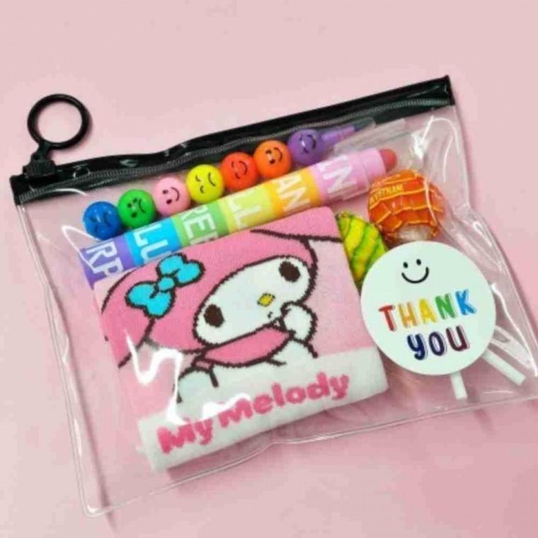 투명 어린이집포장 지퍼백 문구보관 포켓 파우치 고리 어린이 선물