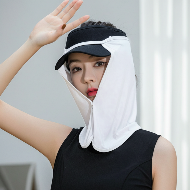 자외선차단 얼굴 목 가리개 쿨링 넥커버 야외활동 햇빛가림막 화이트 블랙
