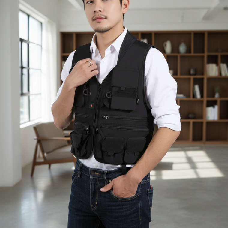 다용도 수납 메쉬 등산 낚시조끼 블랙 XXXL 120 빅사이즈 아웃도어 조끼