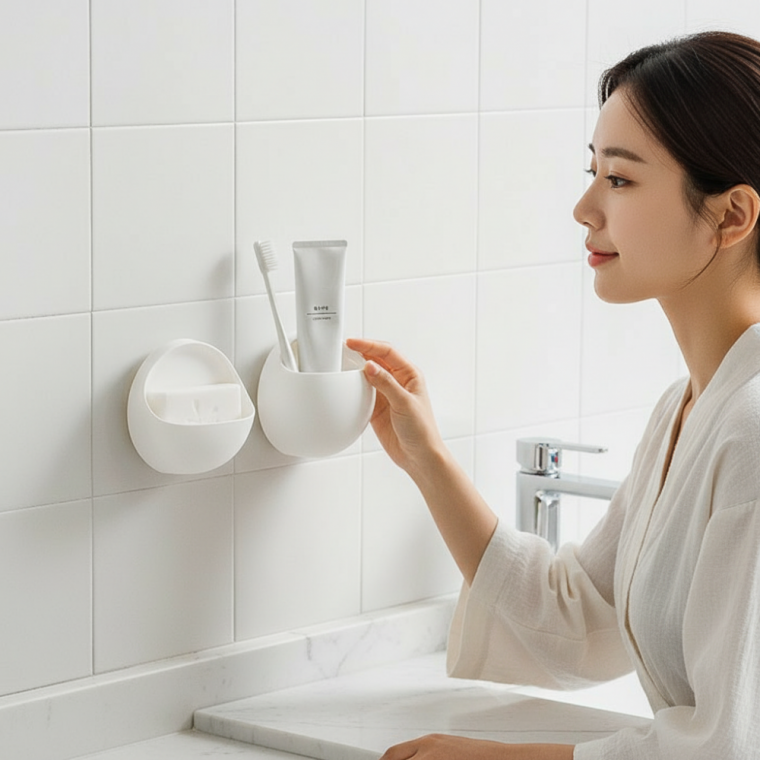 원형 칫솔꽂이 다용도 욕실 수납함 주방 소품 정리대 라운드 홀더