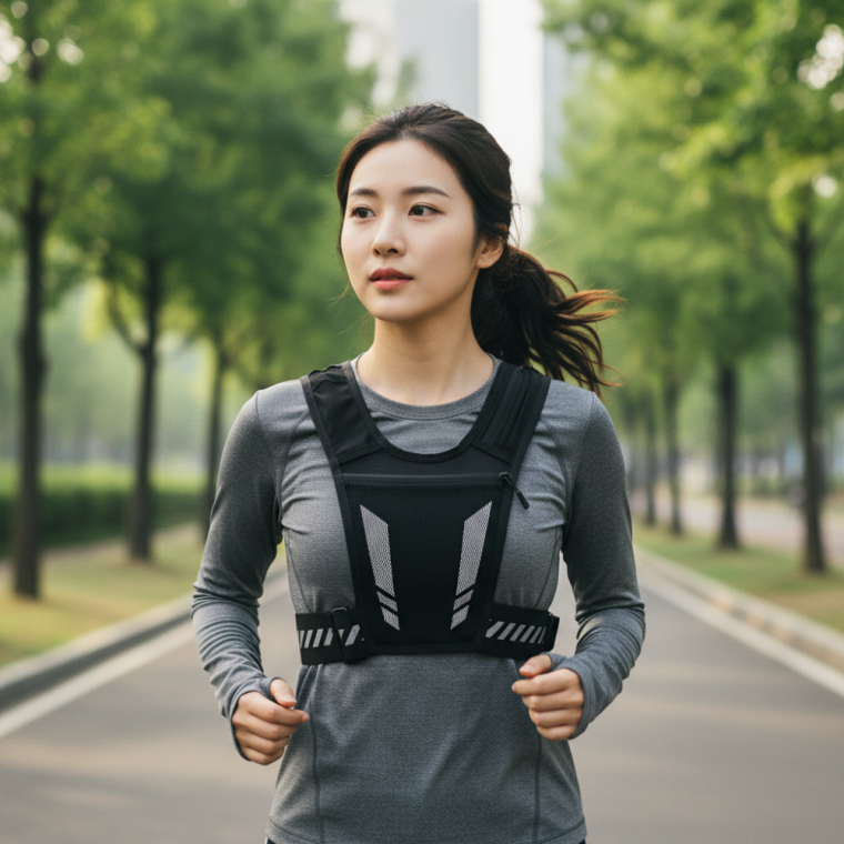 경량 러닝 조끼 마라톤 조깅 가방 수납 포켓 야광 메쉬 베스트 M사이즈