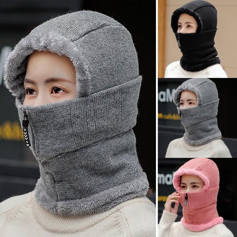 여성 부드러운 털 앞 마우스 지퍼 오픈 넥 워머